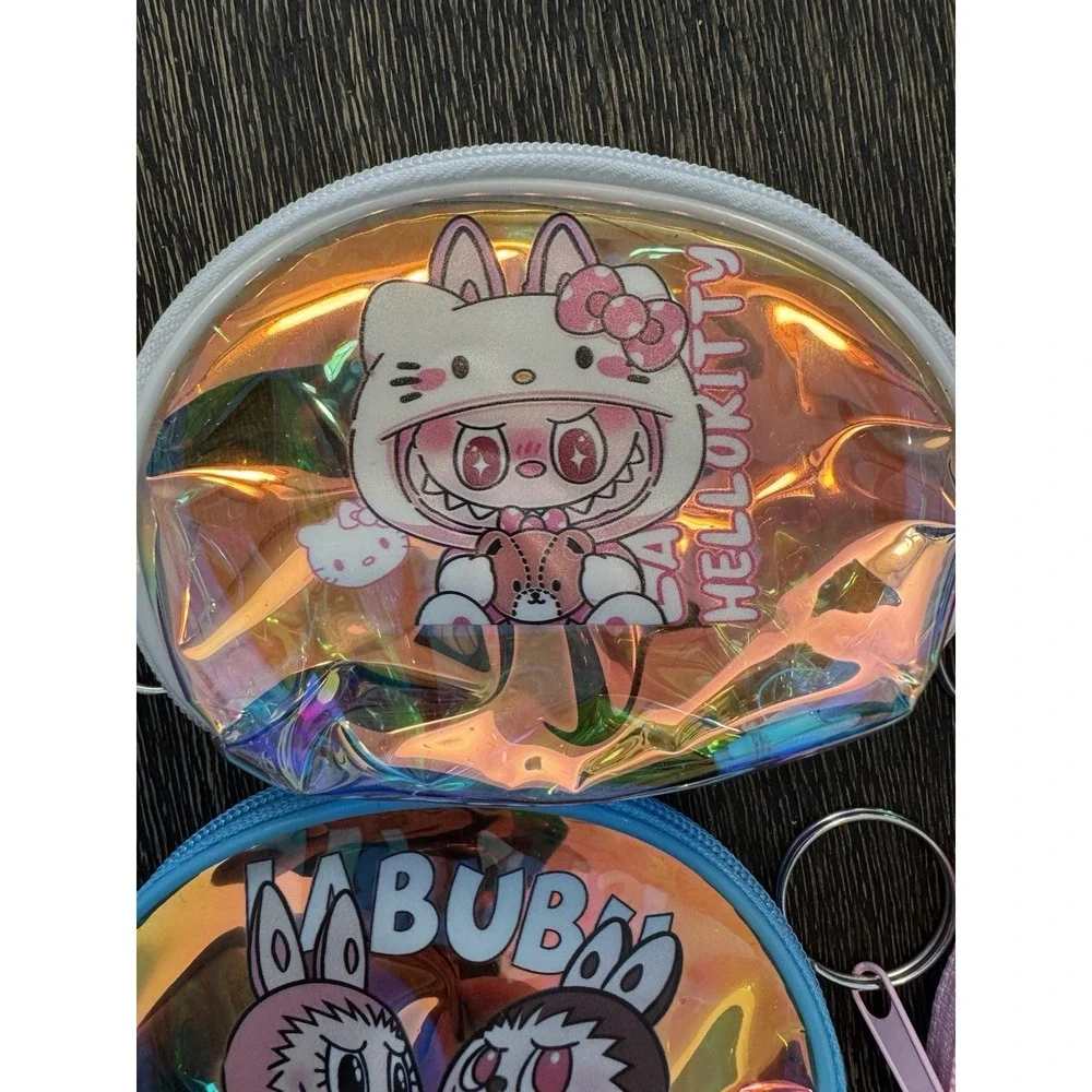 Labubu Coin Purse Holographic Iridescent Zipper Pouch Keychain Lot‎ Of 6 New